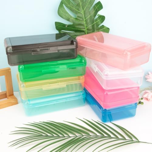 Pencil Case Box, Navy Blue Double Layer Large Capacity Plastic Pencil Boxs, Hard Pen Case with Snap-tight Lid,Storage Art Craft Box Marker Organizer for Kids Boys Girls Offices Back to School Supplies