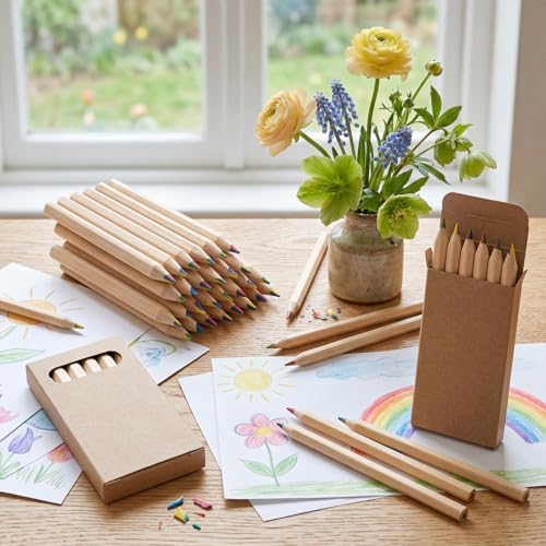 Ctosree 24 Packs Mini Colored Pencils Bulk Coloring Pencil in Boxes Back to School Gifts for Students Kids Classroom Rewards, Party Favor, Goodie Bag Fillers, 6 Per Pack (Rainbow,3.5'')