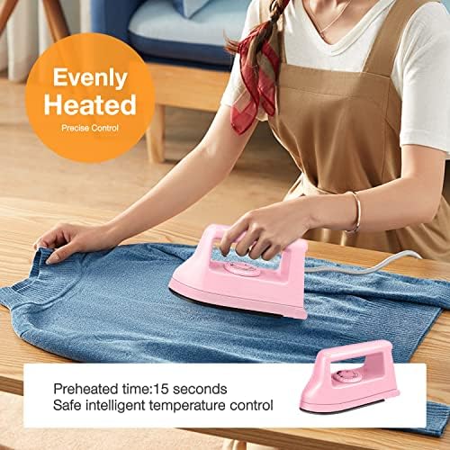 Mini Crafts Iron Handy Heat Press Machine Kit Portable with PVC Doormat for Heat Transfer, Charging Base Accessories for DIY T-Shirt Shoe Bag Vinyl Projects