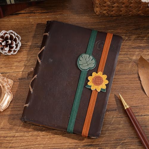 2PCS Vintage Elastic Leather Bookmark for Women, Elastic Bands Leather Book Marks, PU Bookmarks Planner Accessories, for Book Lover, Reader, Hardcover Journals, Notebooks, Planners, Binders