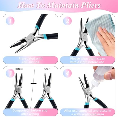 URSKYTOUS 3Pcs Jewelry Pliers Set Jewelry Making Pliers Tools Kit Include Jewelry Making Needle Nose Chain Nose Round Bent Pliers Wire Cutter for Bracelet Beading Craft Jewelry Making Supplies (Black)