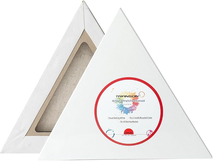 TRANSON 3 Sizes Triangle Shaped Stretched Canvas Primed Ready for Painting