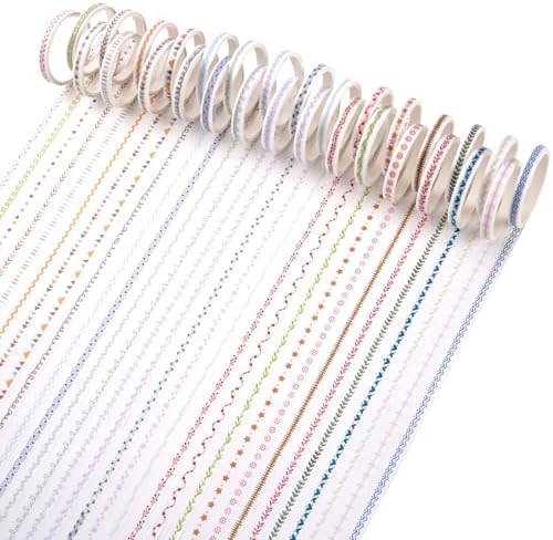 EORTA 30 Rolls Floral Washi Tapes Set, Slim 5mm Plant Masking Tape, Decorative Geometric Sticker for Detailed Scrapbooking, Arts, Wrapping, Journaling, Planner, DIY Craft, Fresh Botanical & Geometric