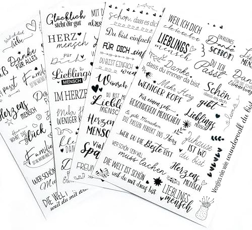 4 Sheets German Love Wedding Word Stickers 107 Pcs Clear Waterproof Bridal Shower Quotes Scrapbook Stickers Black White Decorative Planner Invitation Resin Craft Supplies