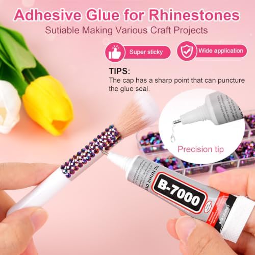 6000PCS Resin Jelly Rhinestones for Crafting, Black-Bottom Purple Red AB Flatback Gems, Bedazzling Crystal with 10ml B7000 Jewelry Glue and Tweezers Dotting Pen for DIY Crafts Clothing Shoes Nail Art