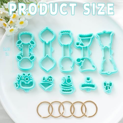 Tainsky Christmas Keychain Polymer Clay Cutters, 10 Shapes Winter Polymer Clay Keychain Cutters (B)