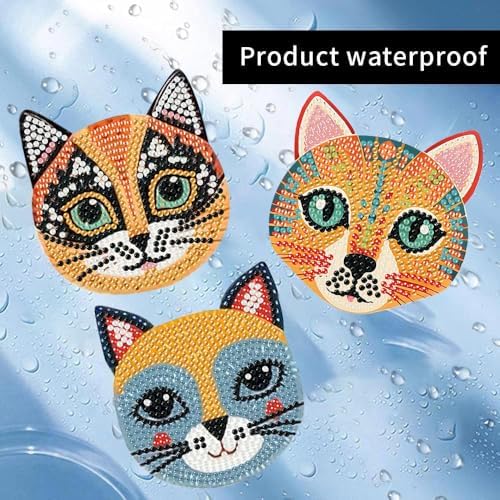 6 Pcs Diamond Art Coasters Kit for Adult with Holder, Diamond Coaster 4x4in
