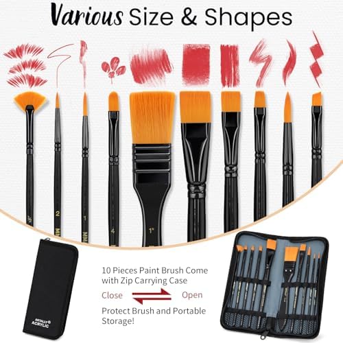 ARTALLY 66-Piece Acrylic Painting Kit with Desktop Easel,32 Colors Acrylic Paint Set(22ML), Paint Brush Set & Case, Brush Basin, Complete Art Supplies Painting Set for Adults, Artists, Beginners