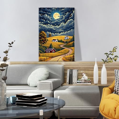 ATDMS Landscape Paint by Numbers Kit for Adults with Frame, 8x12 Inch