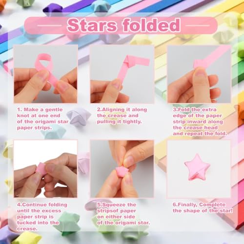 Phinus 2060 Sheets Origami Paper, 27 Assortment Colors Double Sided Star Paper Strips, 8.3 x 0.6 Inch Lucky Origami Star Paper Strips for DIY Hand Art Crafts