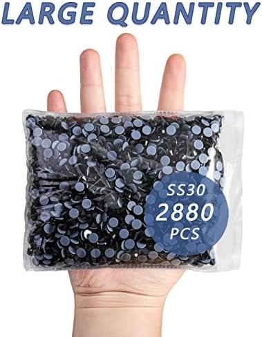 Beadsland Hotfix Rhinestones Bulk, Jet Black, SS30, 2880pcs