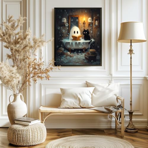 Halloween Paint by Numbers Kit for Adults, Paint by Number Adult 16x20in | Ghost Adult Paint by Number Kits, Halloween Wall Decor Gifts, DIY Acrylic Oil Painting Pre Drawn Canvas Printing Brushes