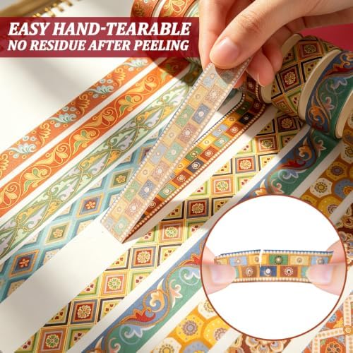 Retro Aesthetics Washi Tape, 20 Rolls Aesthetic Decorative Foil Masking Tape Set with Gift Box, Decorative Tape for Bullet Journal, DIY Craft, Scrapbook Supplies