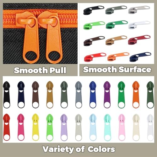 DOITEM 88Pcs Zippers Repair Kit Zipper Replacement 5# Zipper Pull Rescue Kit for Clothing Jackets Purses Luggage Backpacks (22 Colors)