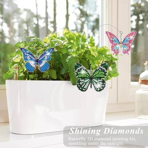 Vcekract 8Pcs Butterfly Diamond Art Garden Stakes for Adults