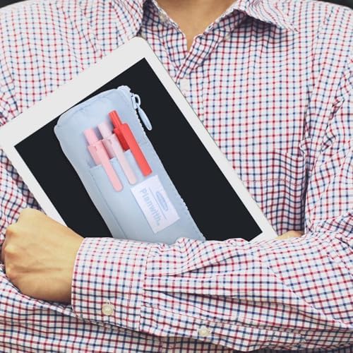 Elastic Pen Holder for Notebook, Zipper Notebook Pencil Pouch Small Pencil Holder Pouch with Adjustable Elastic Band Slim Pencils Bag Journal Pen Holders for Office Home Stationary Supplies(Blue)