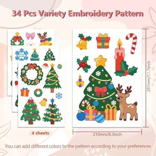 peacoblue Christmas Tree Stick and Stitch Embroidery Patterns
