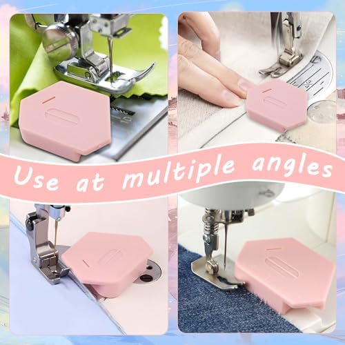 5 Pack Magnetic Seam Guide for Sewing Machine, Magnetic Seam Guide, Upgraded Polygonal Multifunctional Hemmer Gauge with Magnetic Seam Guide with Scale, Sewing Supplies