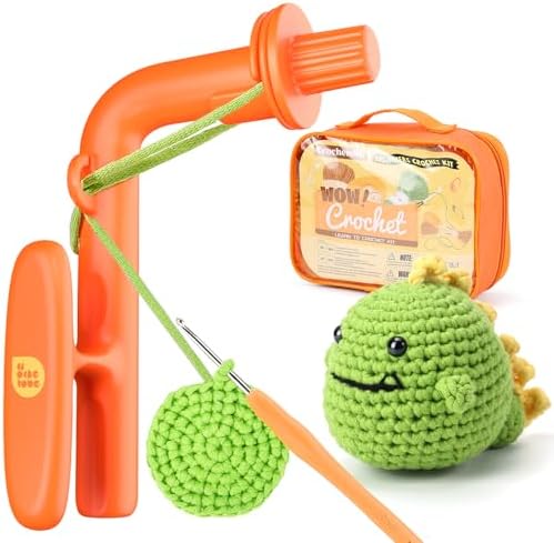 Crochetobe Beginner Crochet Kit with Crochet Tension Tool, Dinosaur Theme