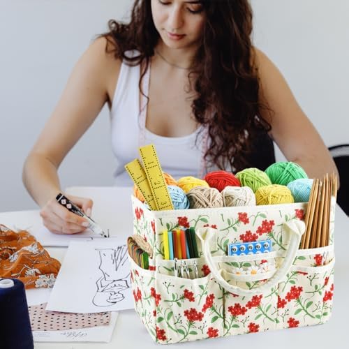 Craft Organizer Tote Bag with Multiple Pockets,Scrapbooking Art Storage
