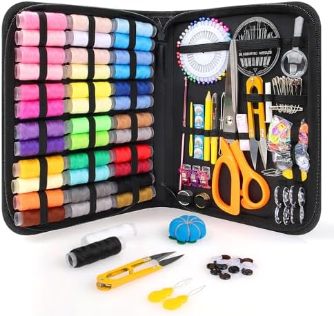 Goeveo Sewing Kit for Adults, 198pcs Newly Upgraded Needle and Thread Kit Gifts for Mom Grandma Friend, Sewing Accessories with Case Portable for Home, Work, Travel, Emergency (198pcs Sewing Supplies)