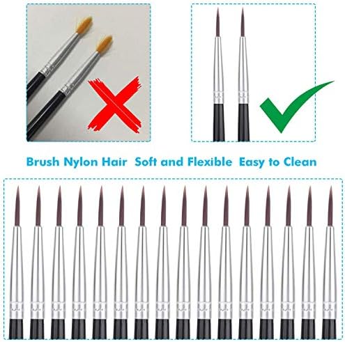 Miniature Detail Paint Brushes, Anezus 30 Pcs Paintbrushes Small Watercolor Artists Paint Brushes for Acrylics Oil Model Craft Nail Detail Painting, Size 00