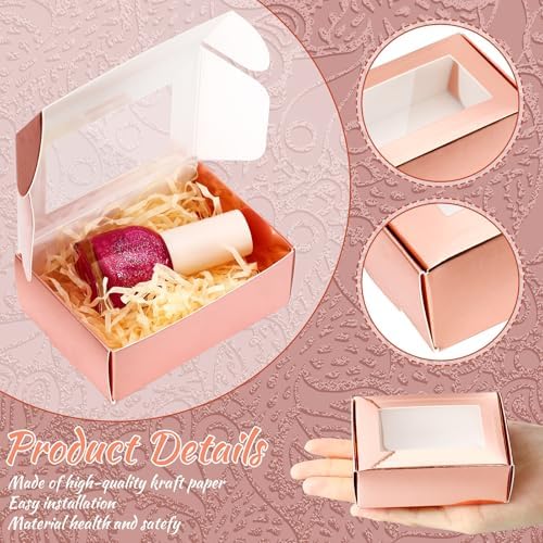 Zonon 30 Pcs Mini Kraft Soap Boxes with Window Homemade,Rose Gold