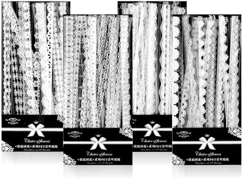 Prasacco 120 Pcs White Lace Scrapbook Stickers, Vintage Style, PET Material, Perfect for Scrapbooking, Wedding Invitations, Journals & More