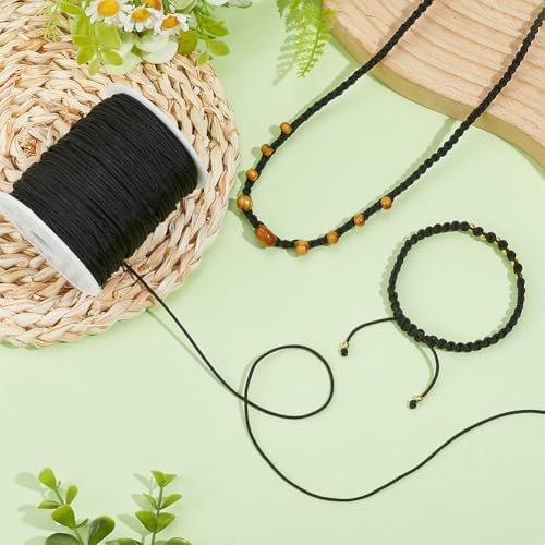 PH PandaHall 110 Yards 1.5mm Black Nylon Cord Wind Chime Cord Replacement Lift Shade Blind String for Windows Roman Rollers Repair Gardening Plant Waist Beading String for Bracelet Lanyard