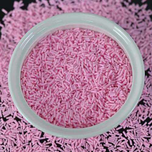 LIKETURE Fake Sprinkles 110g Non-edible Polymer Clay Sprinkles Faux Sprinkle Plastic Sprinkles for Craft Sprinkles Decoration for Resin Filler Slime Add ins Slime Mixed in Shaker Card (Pink)