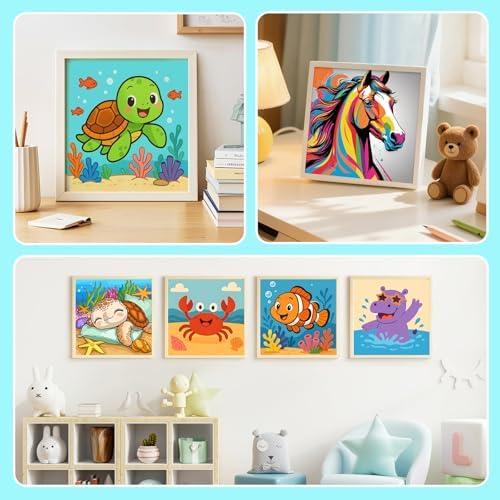 Paint by Numbers Kit for Kids with Frame, Horse Painting, No Easel 10"x 10"