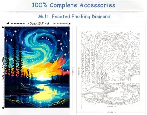 ZTOTZ Paint by Number Kits for Adults Aurora, Starry Night Paint by Numbers Christmas Gift Canvas,Moonight Paint by The Numbers for Adults for Decor