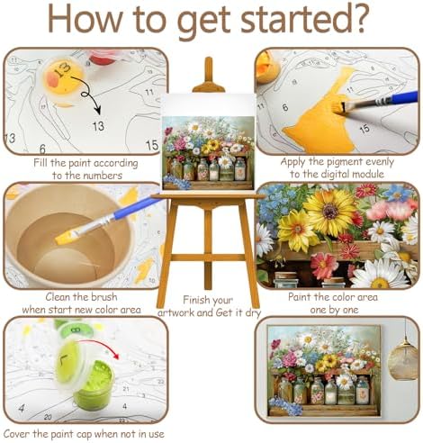 JATOK Paint by Numbers Kit for Adults, Flower, 16 x 20 in / 40 x 50 cm