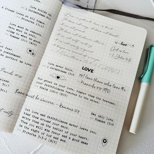 Bible Verses Planner Stickers – 4 Sheets of Love Quotes, Retro Typewriter & Hand Lettering Styles, Inspirational Christian Stickers for Journaling, Scrapbooking, Bible Study, and Crafts