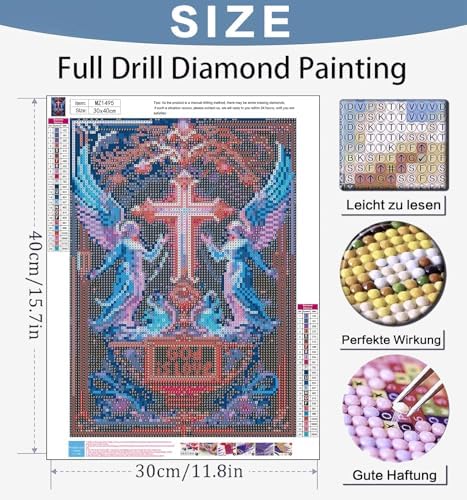 Benjenes Angel Diamond Art Kits for Adults, Cross Diamond Painting Kits