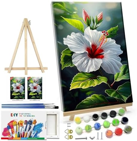 ATDMS Paint by Numbers Kit for Adults Flowers Paint by Numbers with Frame DIY Floral Paint by Number with Easel Adult Paint by Number Kits on Canvas Framed for Gift Home Wall Decor 8x12 Inch