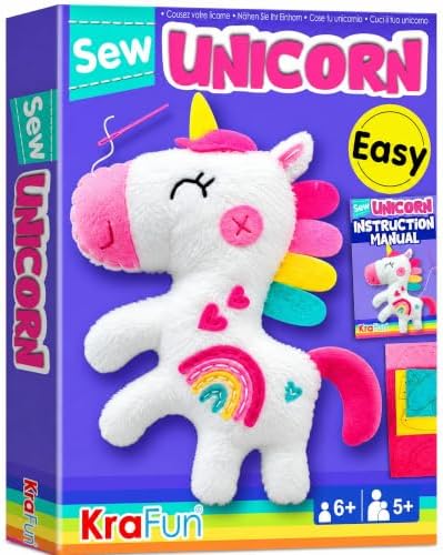 KRAFUN Unicorn Sewing Kit for Kids Ages 8-12 | No Scissors