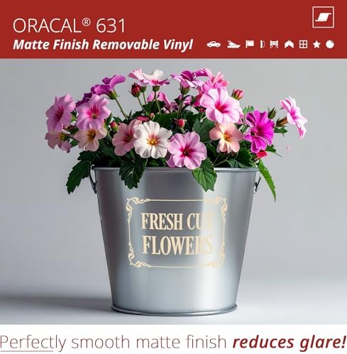 ORACAL 631 Matte Beige Vinyl Durable Roll Easy to Weed Permanent Adhesive Craft Vinyl for Plotting Machines, Decals & DIY Projects 12” x 10ft