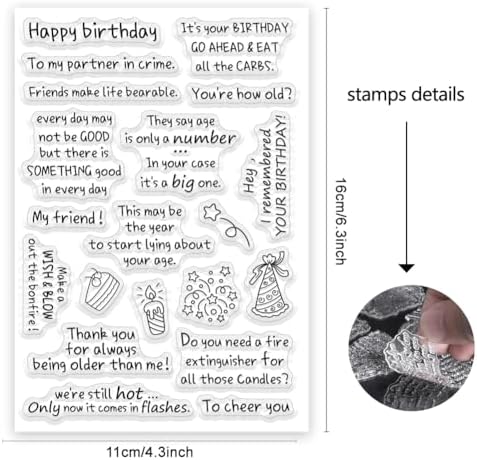ORIGACH Snarky Birthday Sentiments Clear Stamps for Card Making