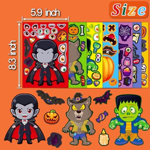 SmilinFit Halloween Stickers for Kids, DIY Crafts Halloween Goodie Bag Stuffers, Party Games Activities Pumpkin Stickers Party Favors Decorations Supplies