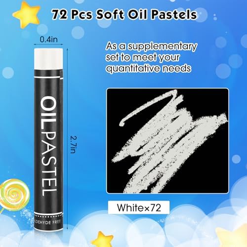 Nezyo 72 Pieces White Soft Oil Pastels Bulk Artists Oil Crayons