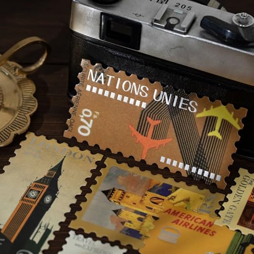 160 Pcs Aesthetic World Travel Stamp Stickers with Silver Foil