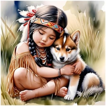 SJUTOUCI Indian Dog Diamond Art Kit for Adults, Diamond Painting