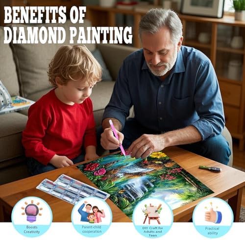 DOZEEZOP 4-Pack Diamond Art Kit for Adults, 5D Diamond Painting 12x16 Inch | Landscape pictures, Full Round Drills, Home Wall & Shelf Decor, Beginner-Friendly DIY Craft, Stress Relief, All-Occasion Gift