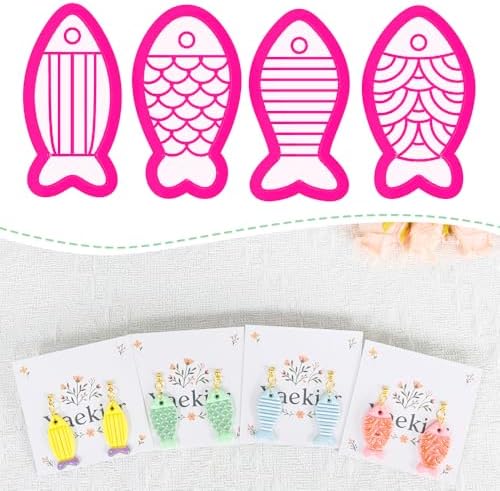 Xaekicr 4PCS Fish Polymer Clay Cutters Set - Clay Earring Cutters for DIY Jewelry Making, Ocean Style Polymer Clay Molds, Clay Tools for Earrings