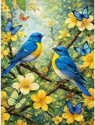 Lophomie Diamond Art Kits for Adults, 5D Bluebird Diamond Painting Kits