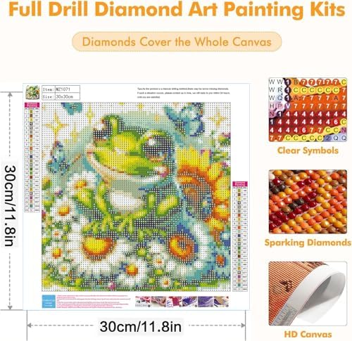 Axquilon Frog Diamond Art Kits for Adults 12x12 inch