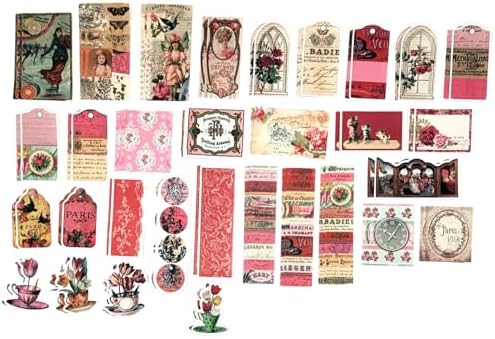 200PCS Vintage Scrapbooking Supplies Pack, Aesthetic Scrapbook Sticker Paper Art Journaling Kit for Junk Journals,Planner,Cottagecore Decor Gifts (Pink Retro Collection)