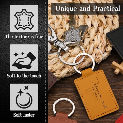 15 Pcs PU Leather Keychain, 6 Color Leather Key Fob Keychain Blanks | Rectangular PU Laser Engraving Blanks Leather Key Fob, Keychains for DIY Engraving Key Chain Making Crafts