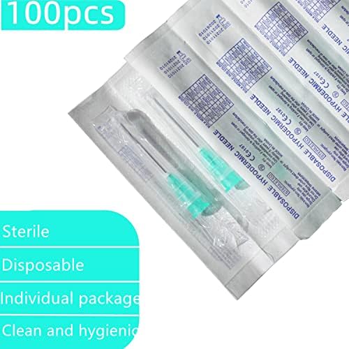 300 Pack 21Ga 1 Inch Sterile Disposable Injection Needle with Cap for Scientific and Industrial Dispensing Needl Accessories (21Ga)